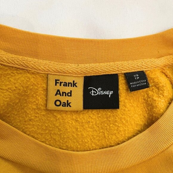 FRANK AND OAK X DISNEY MUSTARD YELLOW BLACK MICKEY MOUSE EMBROIDERED SWEATER - Picture 7 of 11